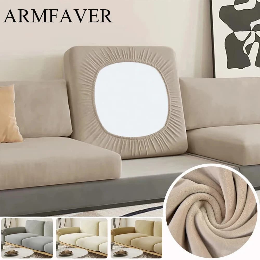ARMFAVER Velvet Sofa Seat Cushion Cover for Living Room Thick Plush Sofa Covers Stretch L Shape Corner Armchair Sofa Slipcover