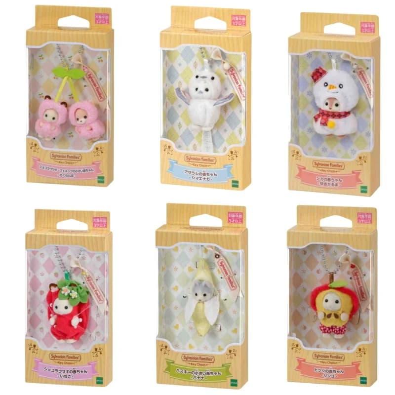 Echte Sylvanian Families Aardbei Konijn Sneeuw Herten Appel Schapen Hanger Banaan Husky Seal Pop Anime Poppen Voor Meisjes Speelgoed Speelgoed