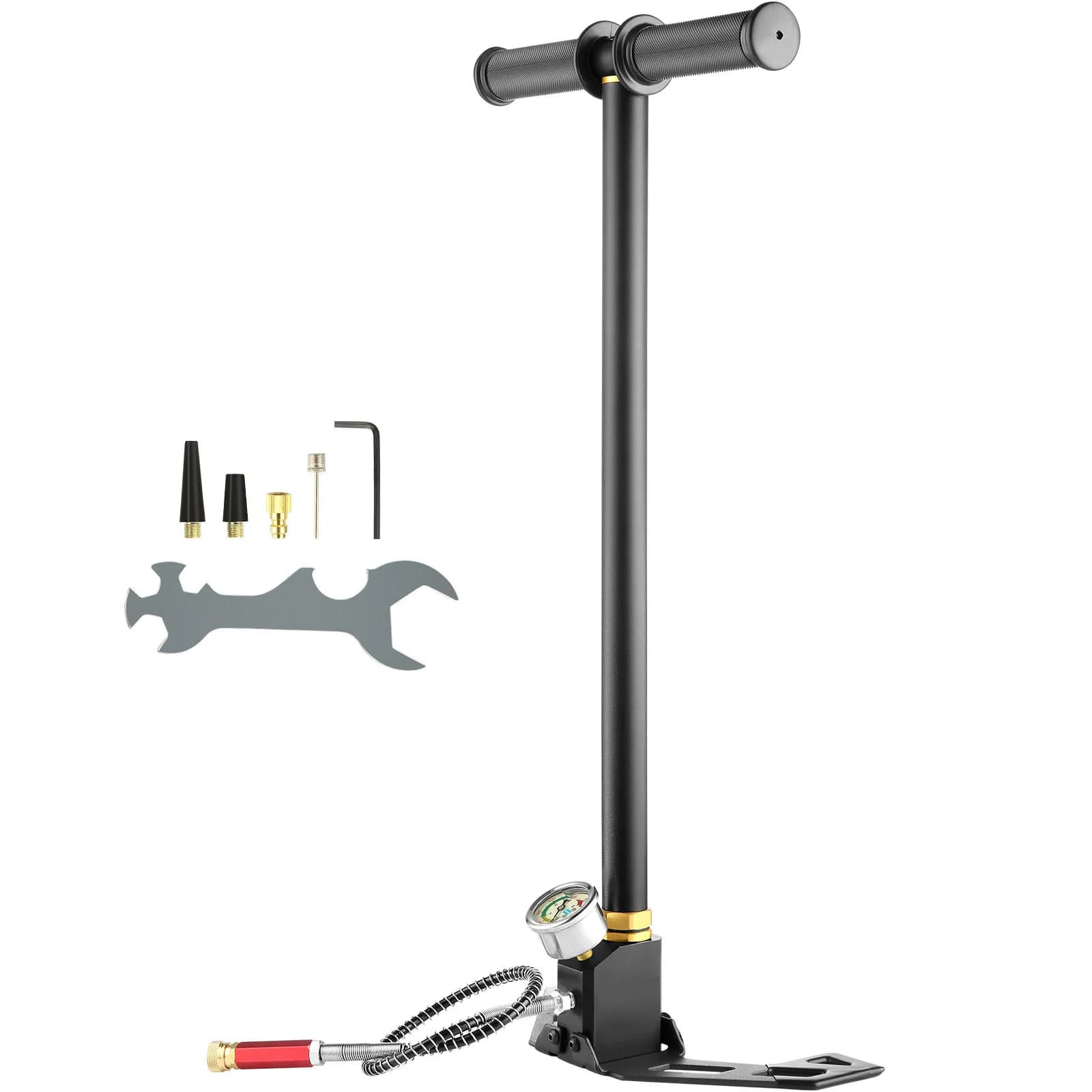 SucceBuy 3-traps PCP-pomp + manometer 4500 PSI voor banden, kajaks, ballen, opblaasbare artikelen, luchtbuksen, hoge druk handpomp