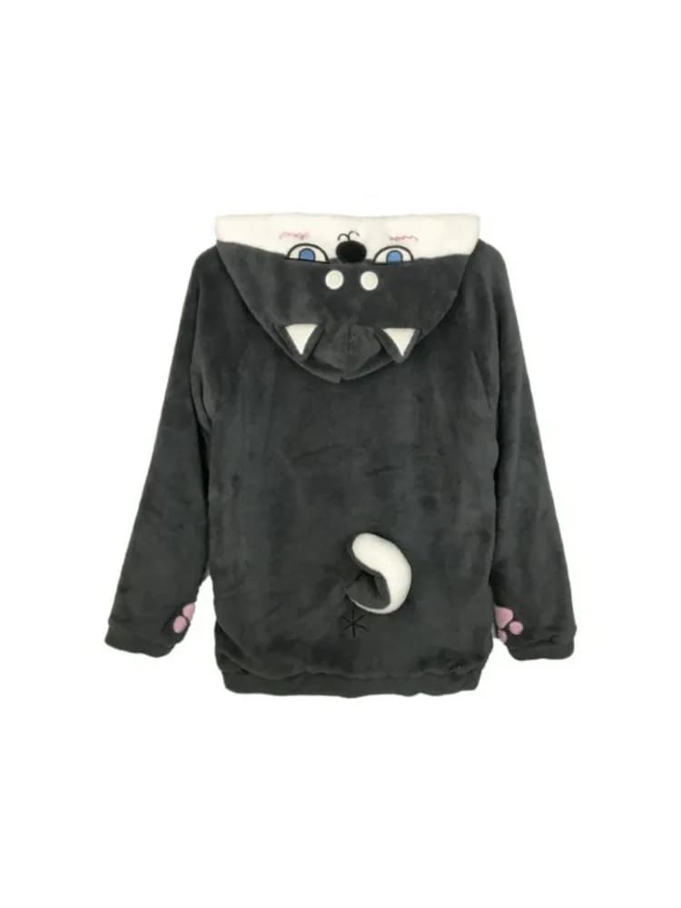 Japanse Kawaii Lange Mouw Hoodie Vrouwen Casual Hond Oren Patchwork Sweatshirt Knop Zoete Harajuku Cartoon 2025 Herfst
