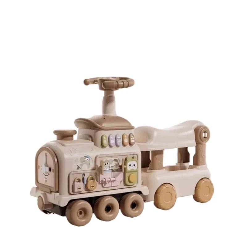 Stoomtrein-babywalker met verstelbare snelheid, 30 °   Stuurbegrenzer voor veiligheid, premium duw-speelgoed voor peuters, verjaardagscadeau voor