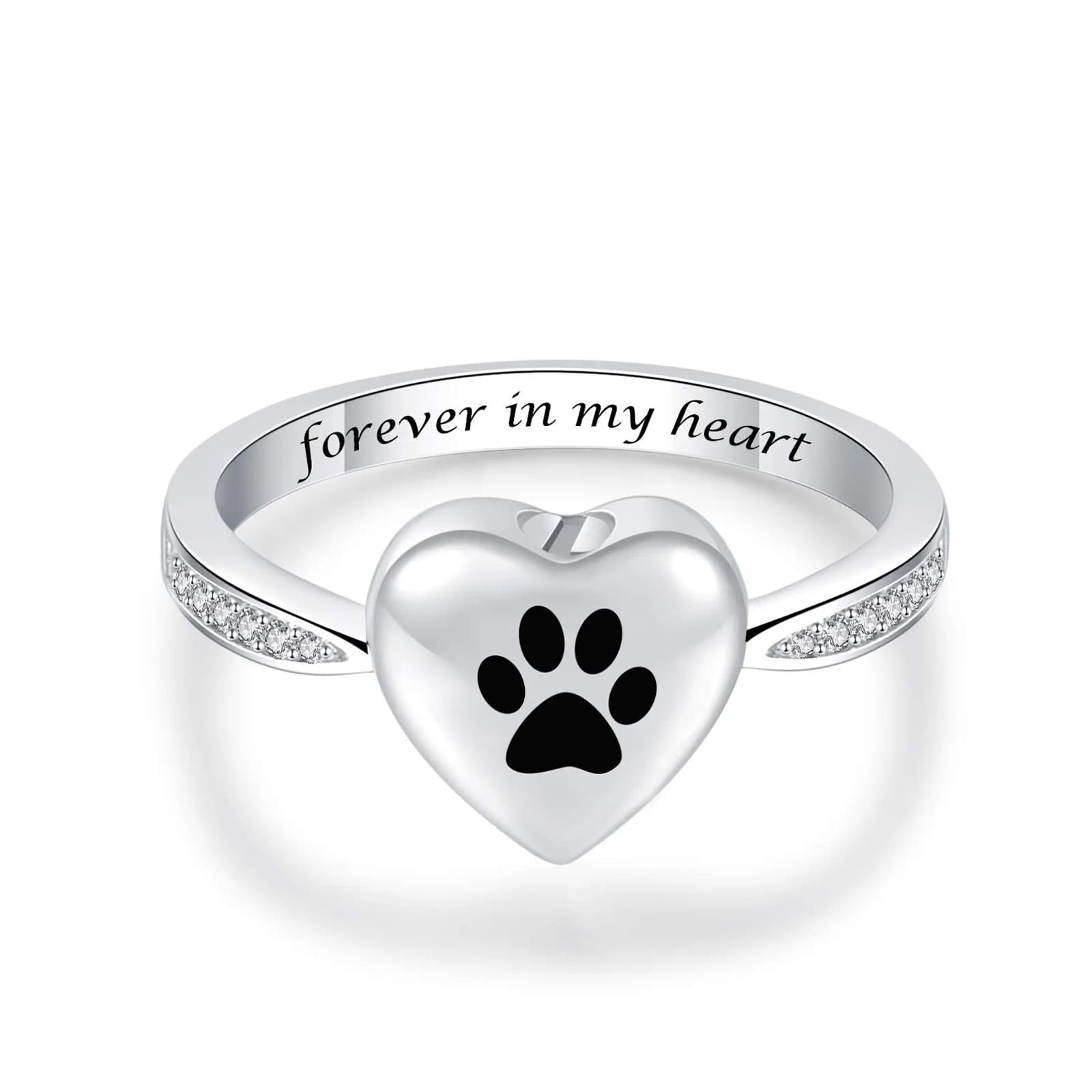 Liefde Hart Urn Ring voor Hond/Kat As Aandenken Memorial Sieraden Forever in My Heart Pootafdruk Crematie Vinger ringen