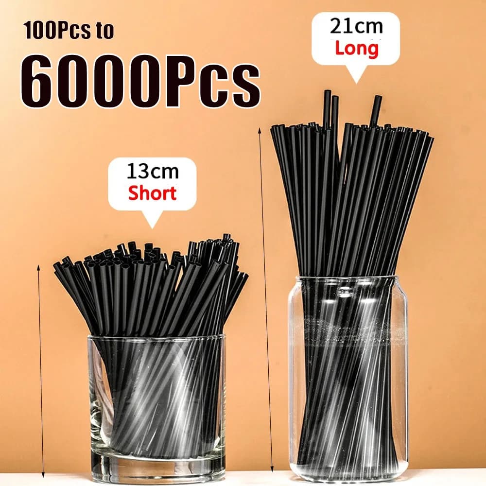 100-6000PCS Zwarte Rietjes Koffie Rietjes Sap Drinkbuis Stro Thee Cocktail Rietjes Bruiloft Bar Party groothandel