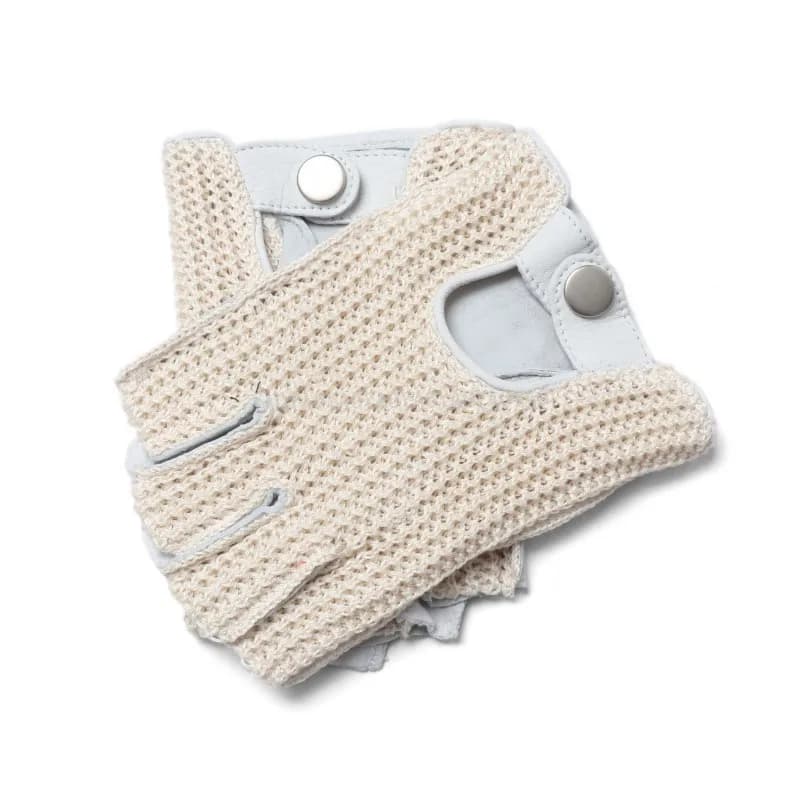 Semi-Vingers Handschoenen Unisex Gebreide Schapenvacht Patchwork Retro Rijden Rijden Vrouwen Half Vinger Wanten Mannen Lederen Handschoenen LSH01