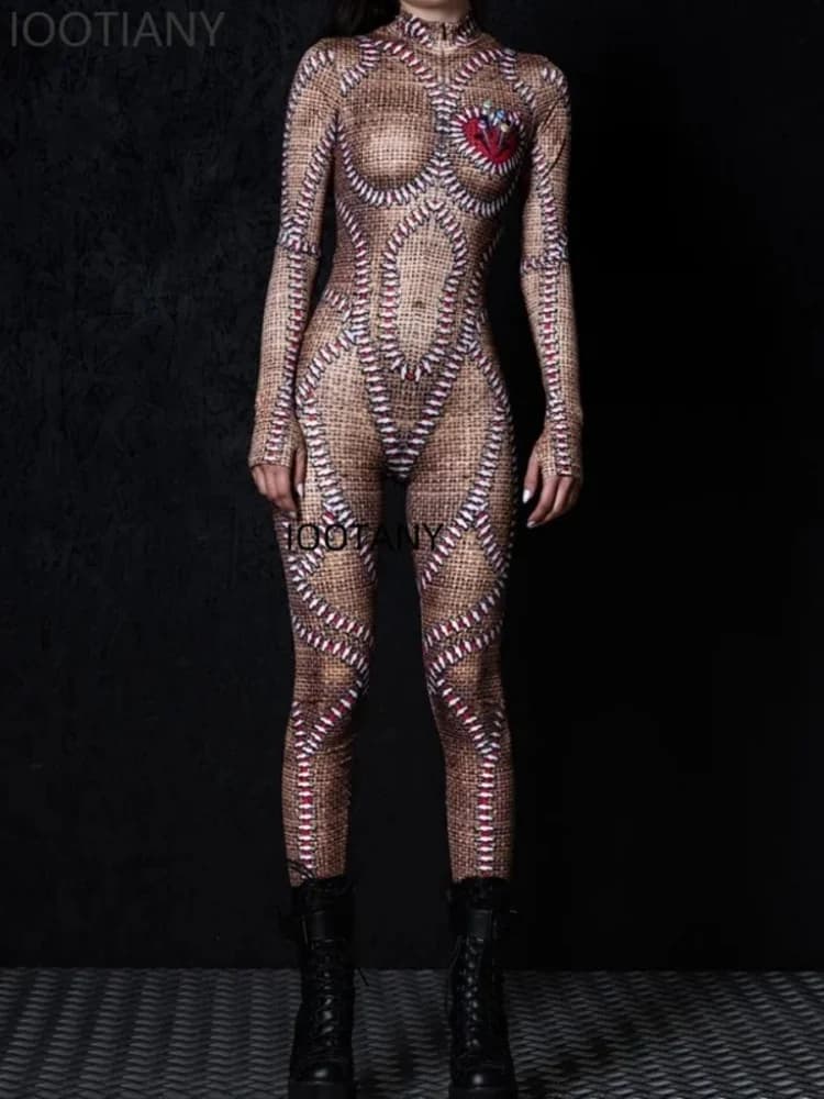 25COSWomen's Sexy Clown Panty Halloween Carnaval Party Voodoo Pop Kostuum Antenne Stage Performance Cosplay Kostuum Zentai Pak