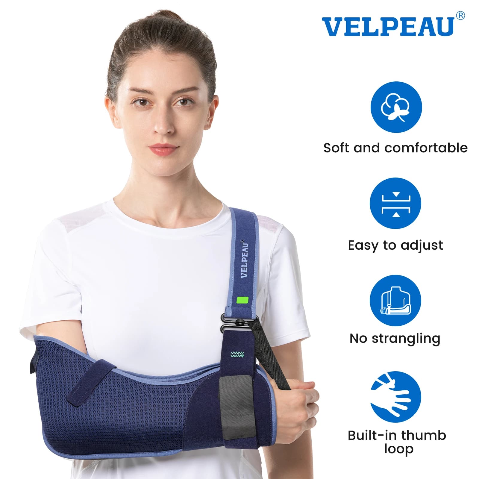 VELPEAU armsling voor rotatormanchetblessure, gebroken hand- en elleboogdislocatie, medische schouderstartonderbreker past op linker- en rechterarm
