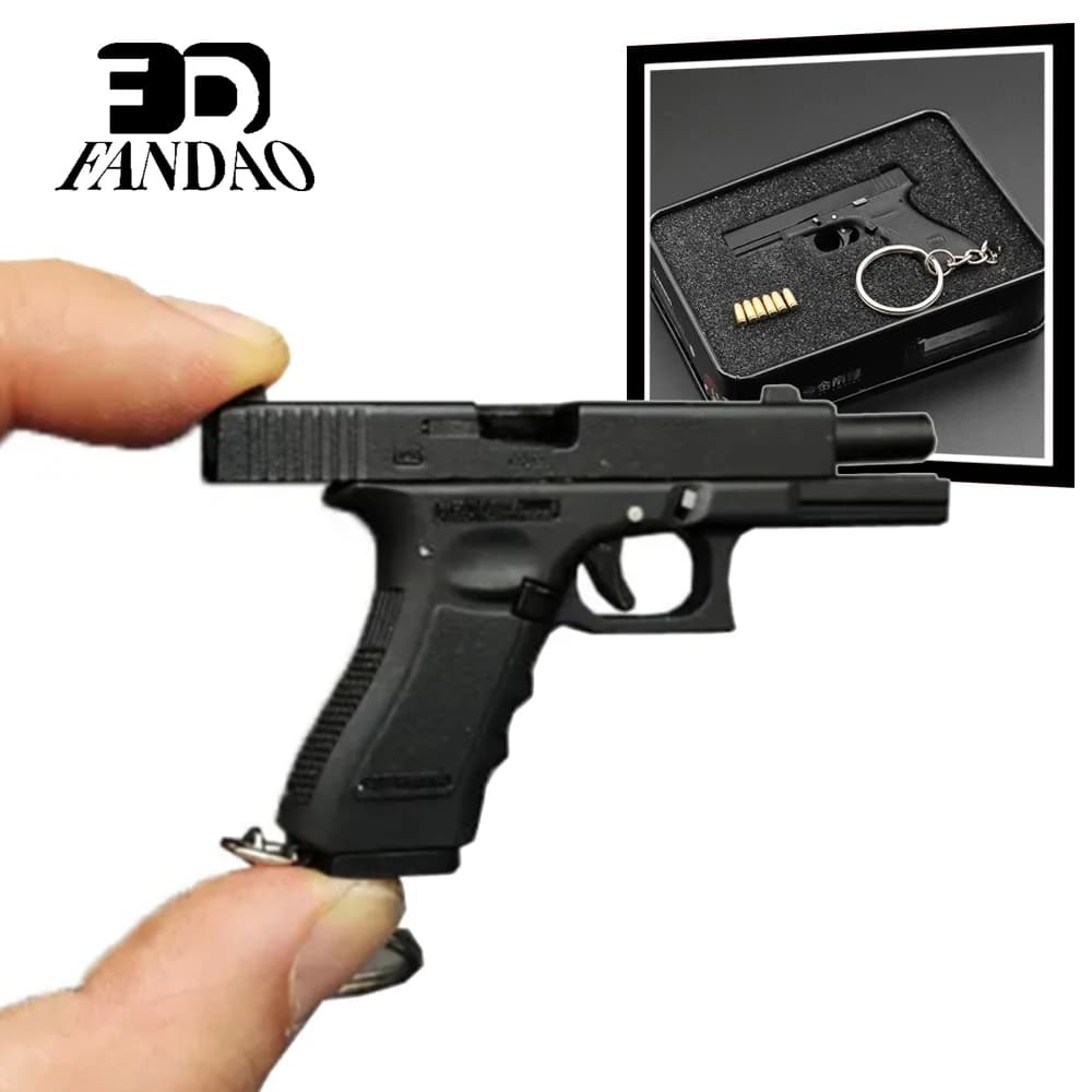 Mini Glock 17 sleutelhanger, G17 pistool sleutelhanger model met bewegende delen, tactische pistoolvorm sleutelhanger ornamentcollectie for mannen