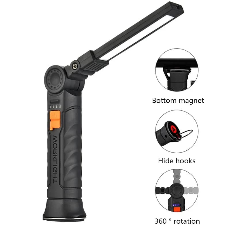 Draagbare COB LED-zaklamp USB oplaadbare werklamp Magnetische Lanterna-hanglamp met ingebouwde batterij Campingzaklamp