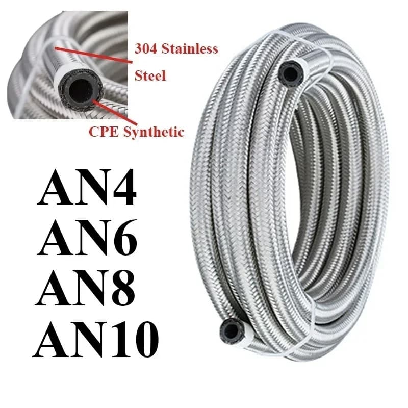 1M-6M AN4 AN6 AN8 AN10 AN12 Universele Auto Brandstofslang Olie Gaskoeler Slang Lijn Buis Roestvrij staal Gevlochten Binnenkant CPE Rubber