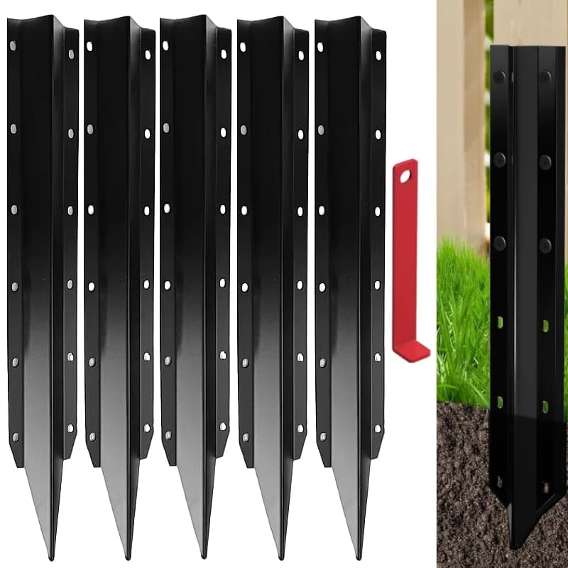 5-delige set voor het ondersteunen van hekpalen - eenvoudig te installeren reparatiepalen voor het versterken van houten hekpalen