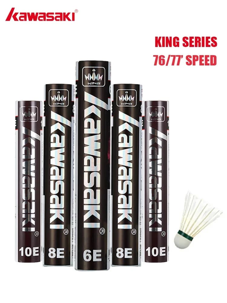Kawasaki Badminton Shuttlecock Veer voor Clubs & Training KING 8E/10E Ganzenveer Badmintonbal Duurzame Shuttlecock Badminton