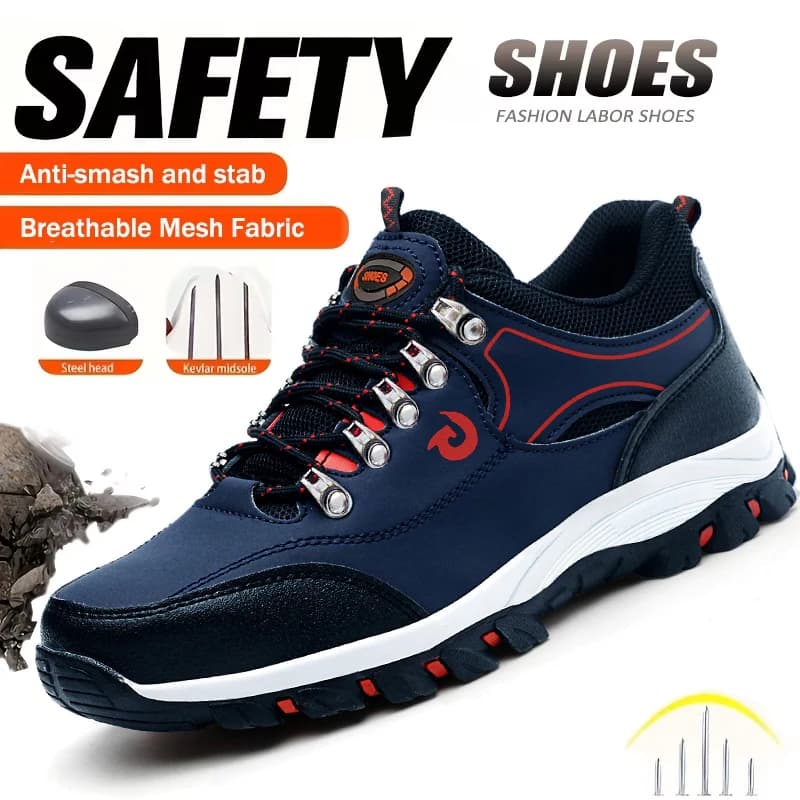 Veiligheidsschoenen voor heren Veiligheidsschoenen met stalen neus Anti-smash Anti-lekconstructieschoenen Werklaarzen voor heren