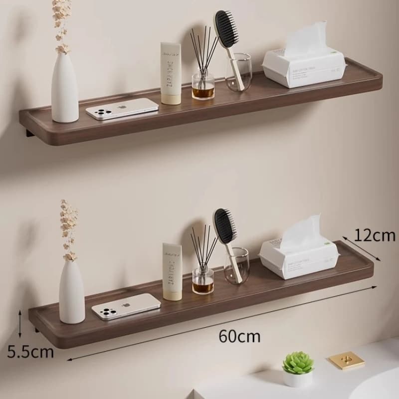 60 cm walnoot wandplank, zwevende planken wandmontage, opbergplank organisator, massief hout moderne stijl walnoot / beuken