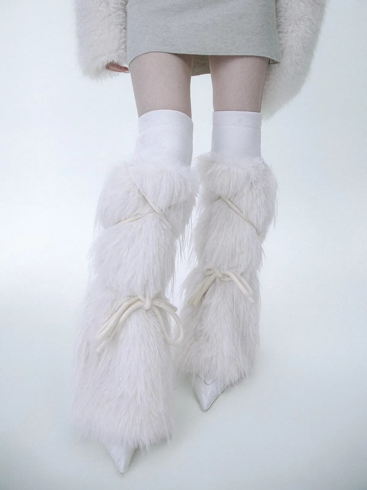 Golita Lolita Vintage Y2K Meisje Harajuku Punk dikke string stropdas beenwarmers spice Vrouwen Winter Streetwear harige beenwarmer