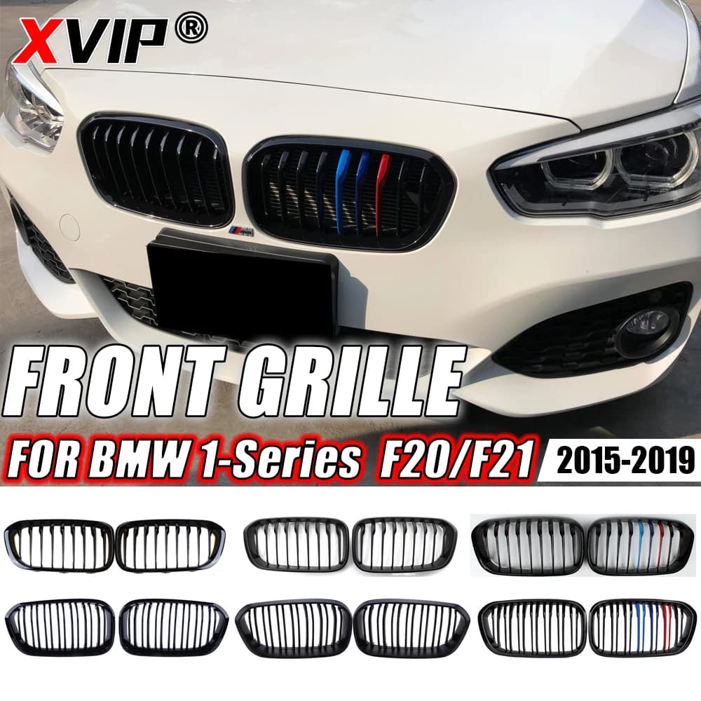 XVIP 1 Paar Grilles Voor BMW 1 Serie F20 F21 2012-2019 Gloss Black Nier Grill Vervanging Racing voorbumper Roosters