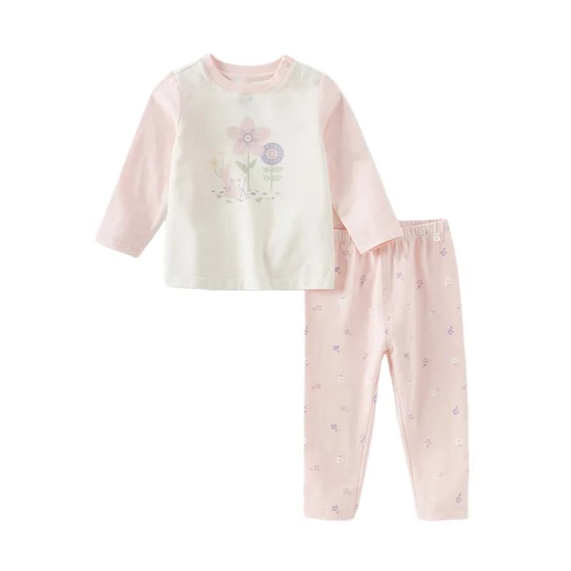 Dave Bella Meisjes Baby Pyjama Set 2024 Nieuwe Herfst Winter Kinderen Comfortabele Mode Schattige Sweet Indoor Warm Db4243775