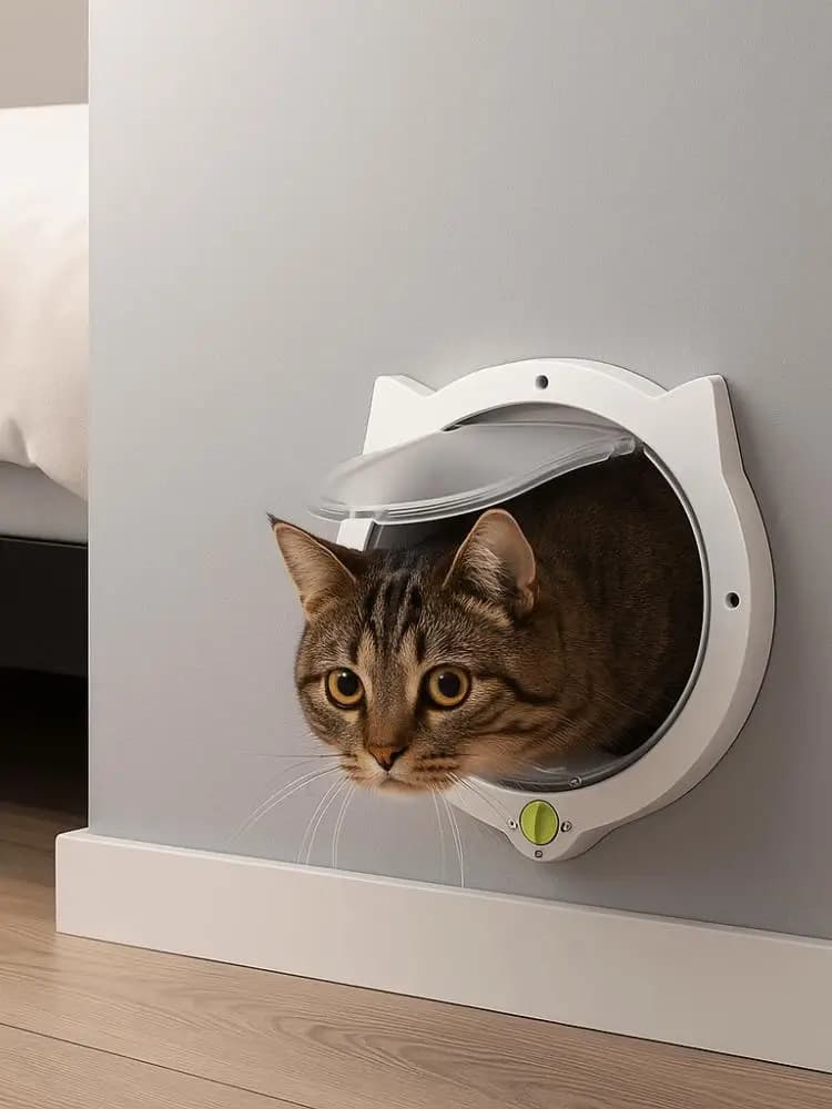 Magnetische kattenklepdeur 4 vergrendelmodi Kunststof huisdierboog Bidirectionele opening met kattenoren Automatische huisdierdeur