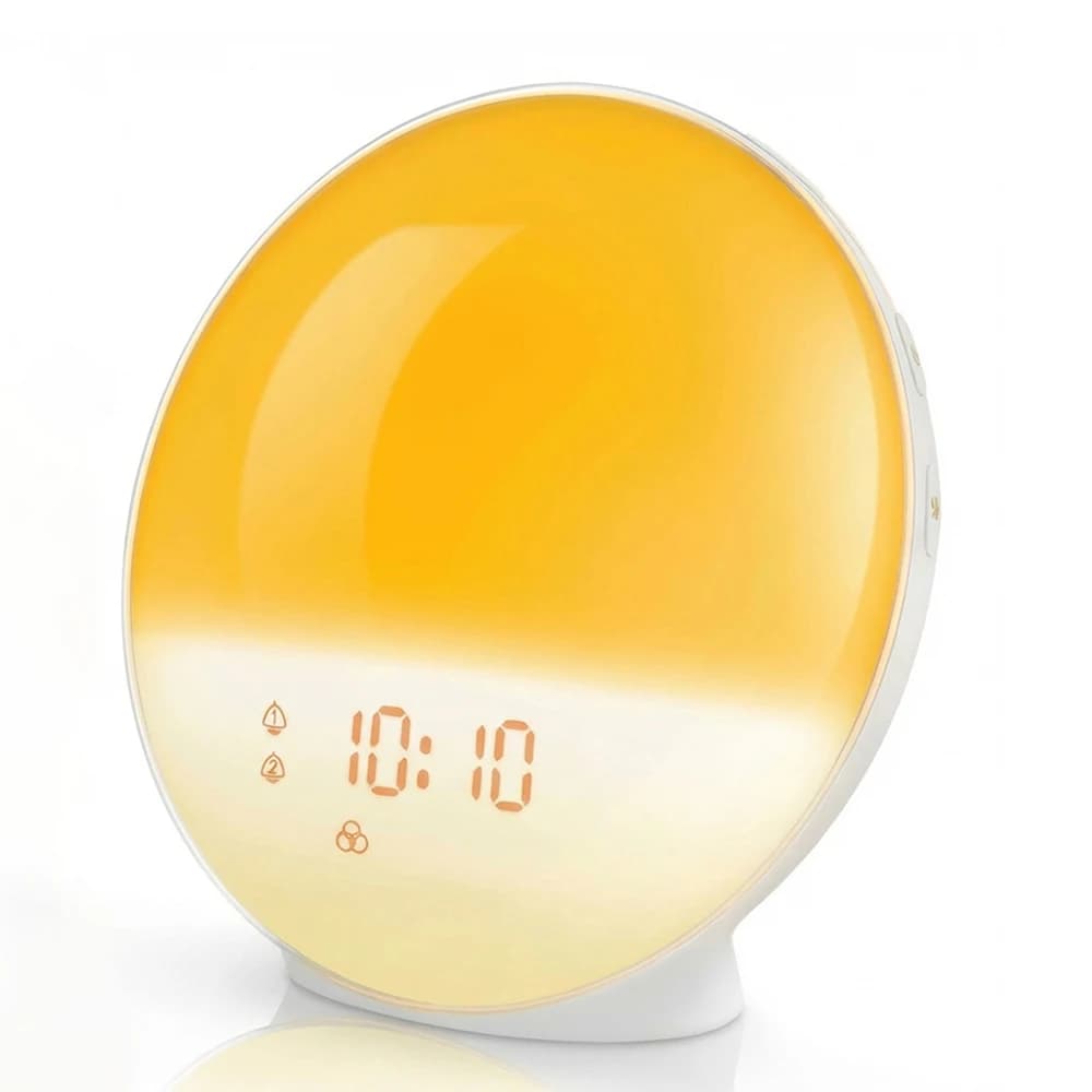 Wake Up Light-wekker met zonsopgang/zonsondergang Simulatie Dubbele alarmen FM-radio Nachtlampje 7-kleuren Natuurlijke geluiden Snooze