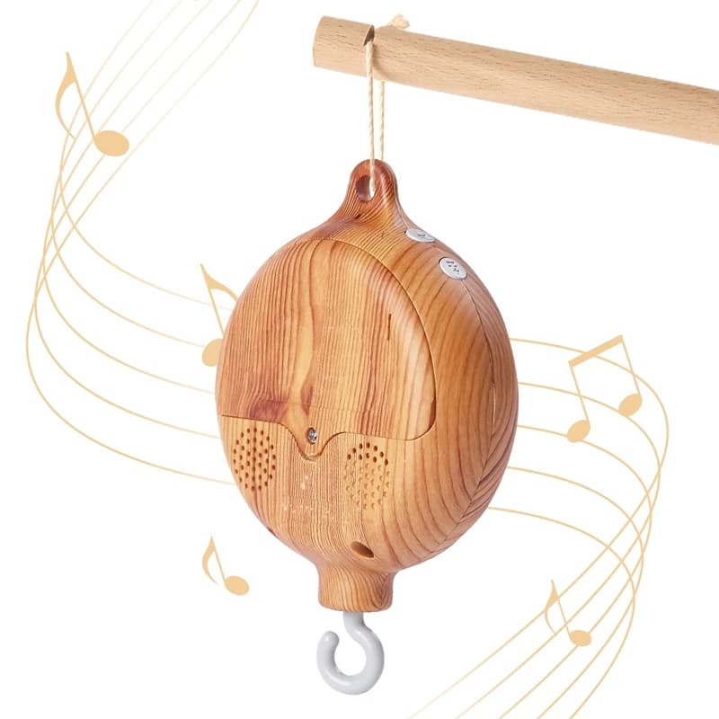 Draaiende Muziekdoos Voor Pasgeborenen Babybedje Imitatie Hout Kleur Opknoping Rammelaar Baby Rustgevende Muzikaal Speelgoed 0-12 maanden Baby Cadeau