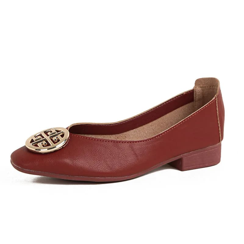 Nieuwe bootschoenen voor dames Lage hakken Pumps Echt leer Metalen hoge hakken Schoenen OL Dagelijkse kledingschoenen