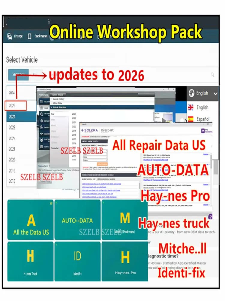 2026 Alle Reparatiegegevens Online Account voor Wholedata US, Auto-data, Mitchell, Haynes Pro, Identifix Werkplaats Account Online Update