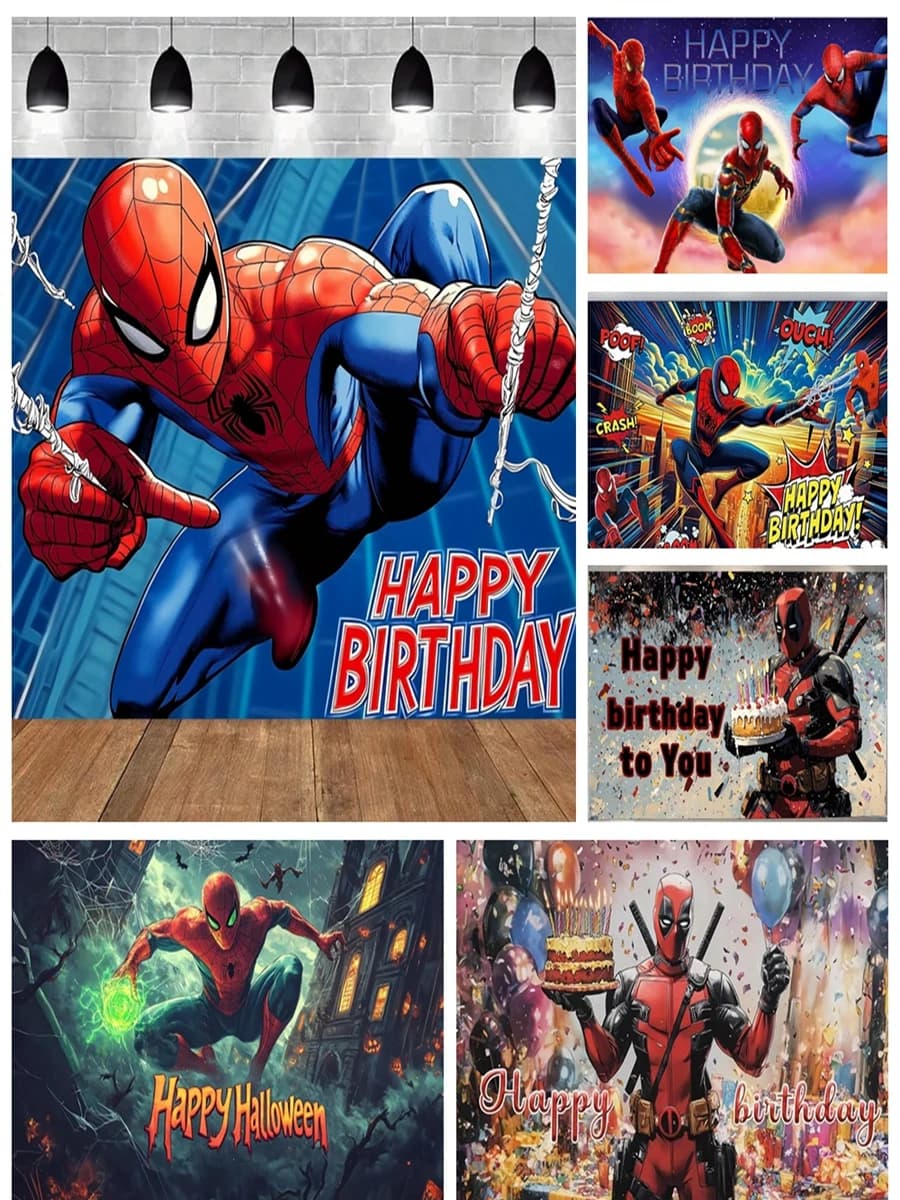 Marvel SpiderMan Photo Booth achtergrond met aangepaste naam City Skyline Kids verjaardagsfeestje baby shower fotografie achtergrond decor