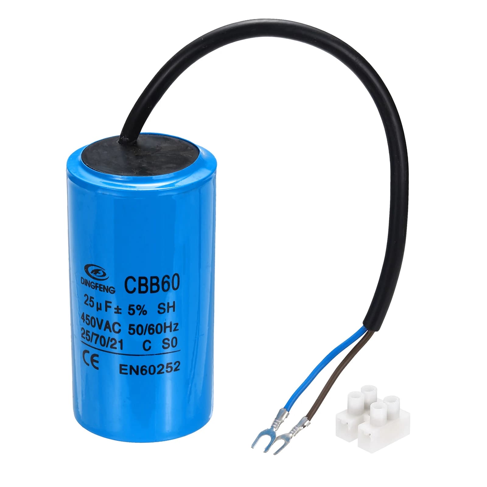 1/2Set CBB60 25-70uF Running Condensator AC 450V 2 Draden 50/60Hz voor Luchtcompressor Motor Wasmachine koelkast Motor Start