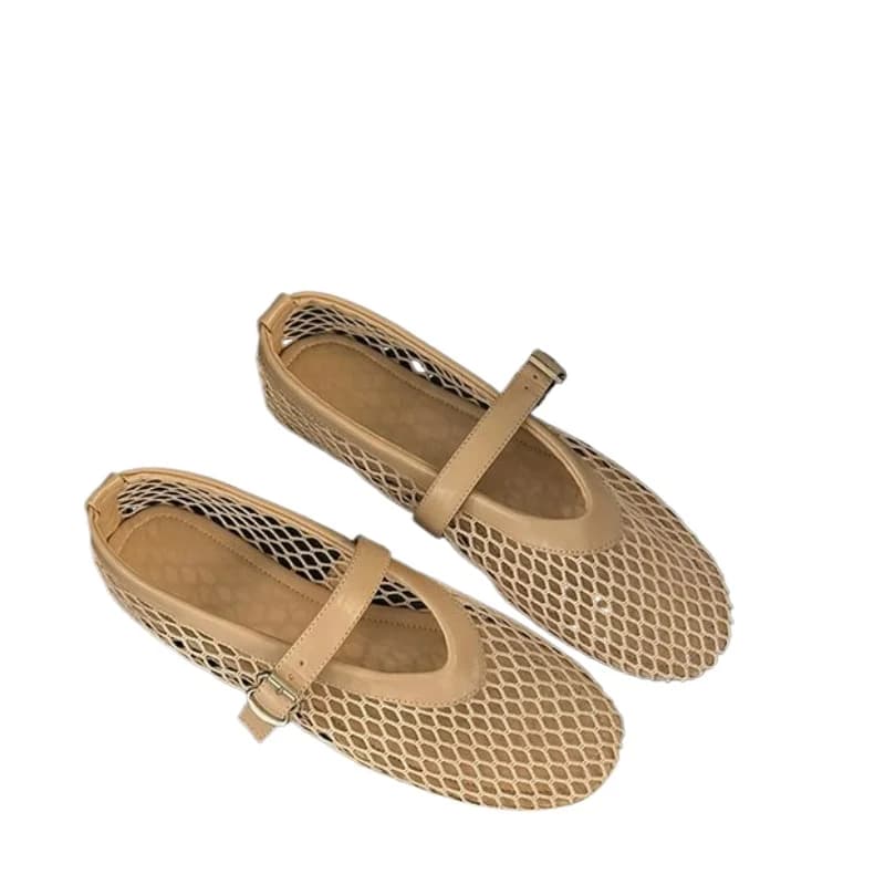 Damesschoenen Ronde Neus Platte Schoenen Nieuwe Trend Mesh Ballet Flats Zomer Holle Mary Jane Schoenen Designer Casual Vrouwen Sandalen 2025