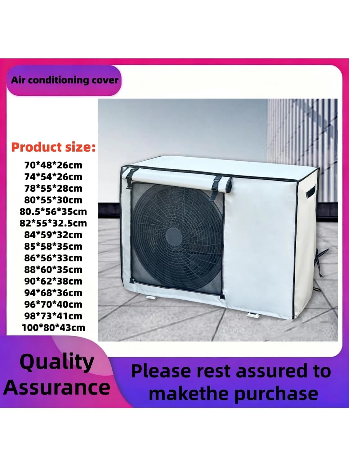 Afdekking voor buitenairconditioning, ademende, waterdichte zonwerende afdekking | voor buiten airconditioningunits – voor kantoorramen in de winter