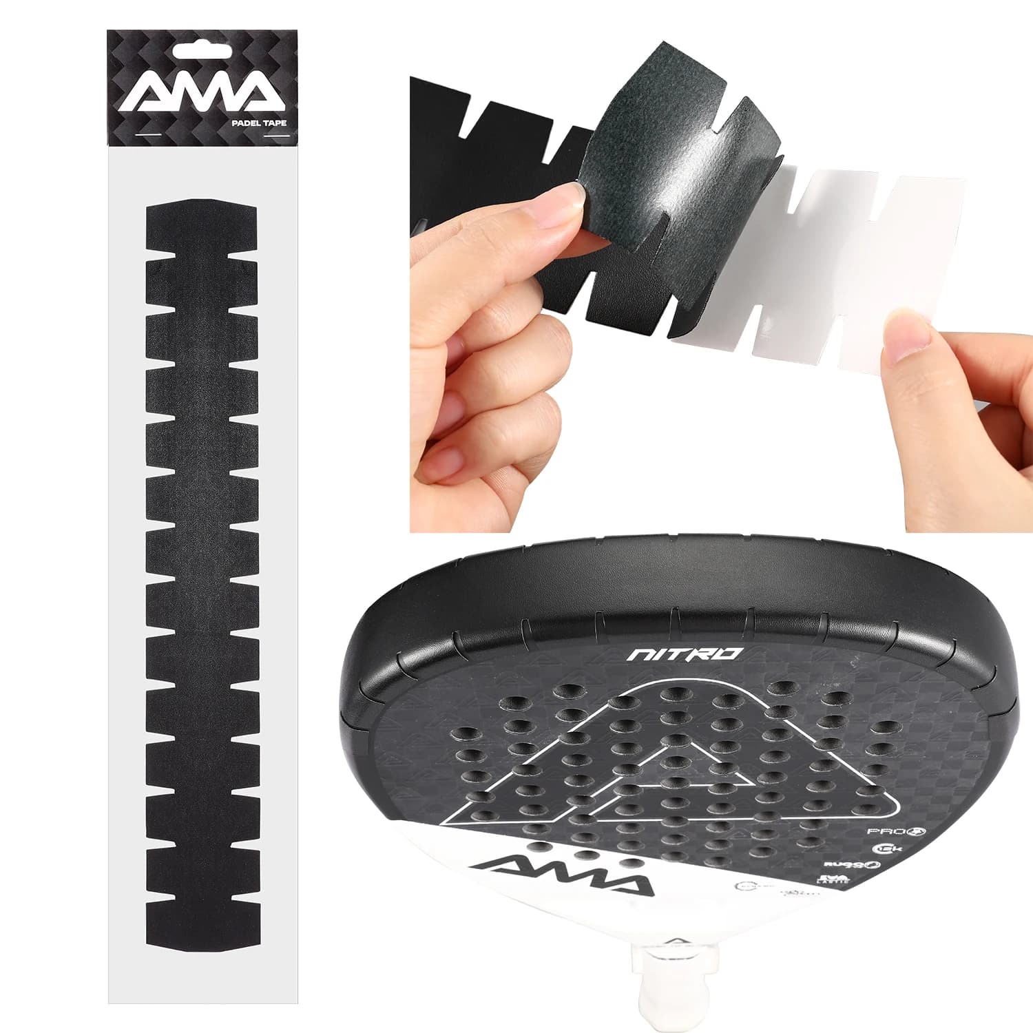 AMA SPORT Padel Racket Protection Tape Pack van 1/2/6 Edge Protector Duurzaam en gemakkelijk te vervangen Transparante Padel Protector