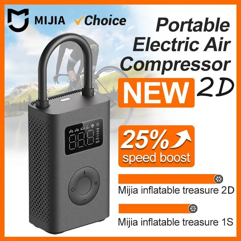 Originele MIJIA Luchtpomp 2D 25% Snelheidsverbetering Mini Draagbare Elektrische Luchtcompressor Treasure 150PSI Type-C LED Multitool Opblaaspomp
