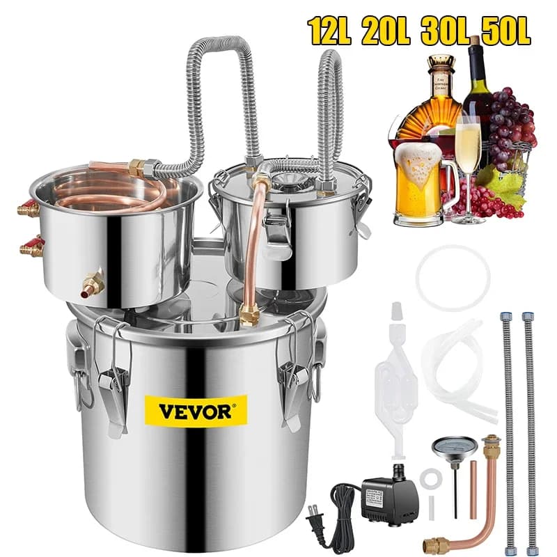 SucceBuy 12L 20L 30L 50L Alcohol Brouwen Distilleerder DIY Moonshine Apparaat Rvs Nog Whisky Bier Brandy Thuisgebruik