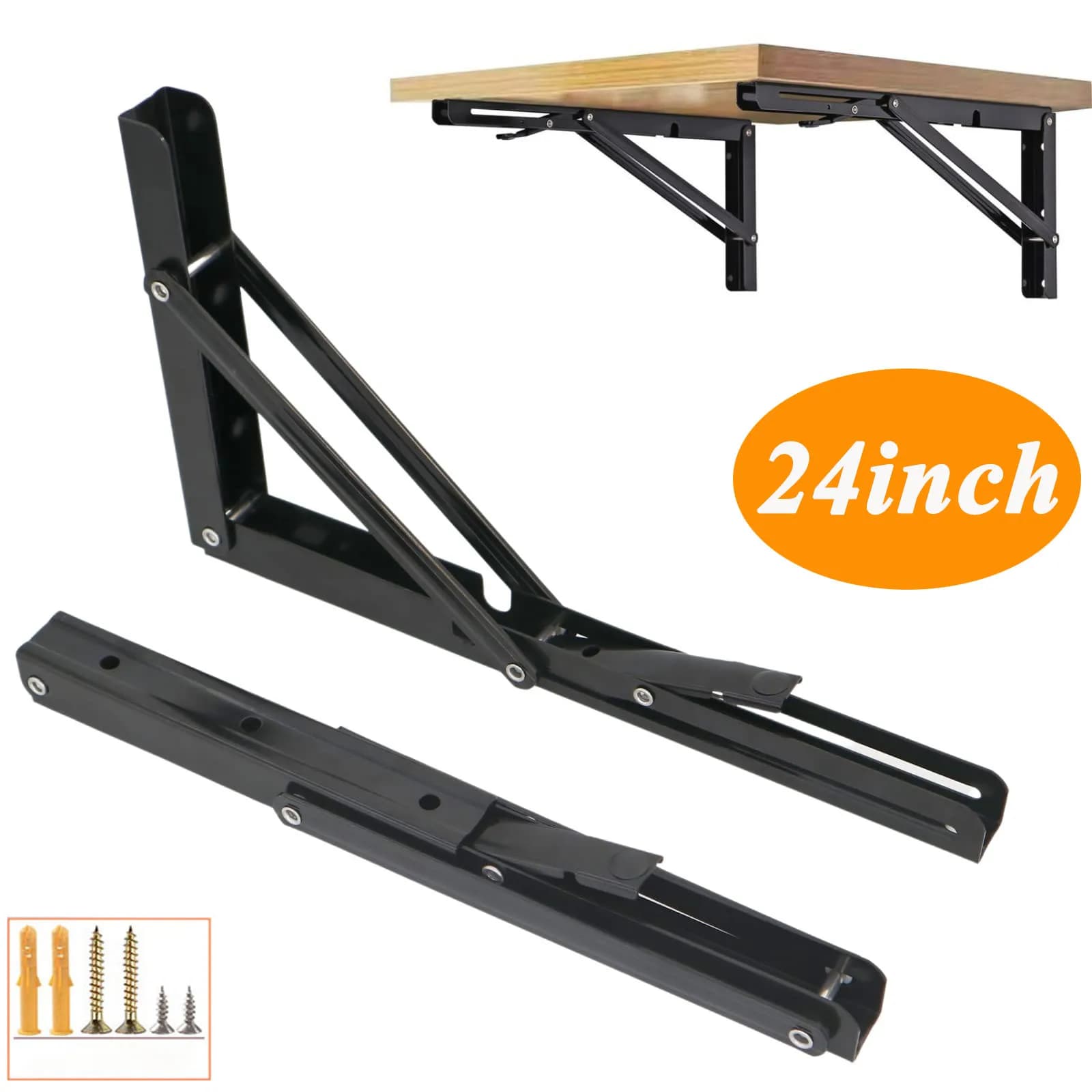 Verstelbare Opvouwbare Plankbeugels 24 inch DIY Wandmontage Inklapbare Driehoek Plank Beugel Ruimtebesparend voor Tafel Werkbank