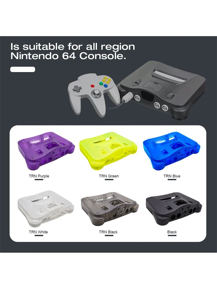 Bitfunx vervangende plastic omhulsel doorschijnende hoes voor N64 Nintendo 64 vervangende hoes transparante dozen
