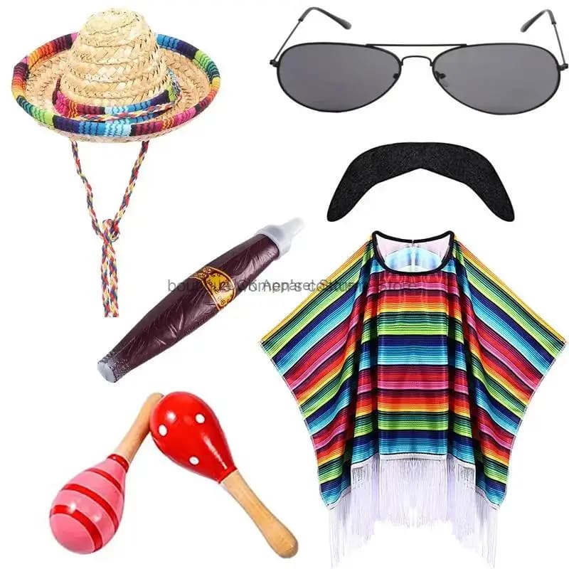 Mexicaanse Sjaal Halloween Mantel Cosplay Dansfeest Mexicaanse Hoed Volwassen Lint Mantel Kinderen Grappig Kostuum Halloween Cosplay