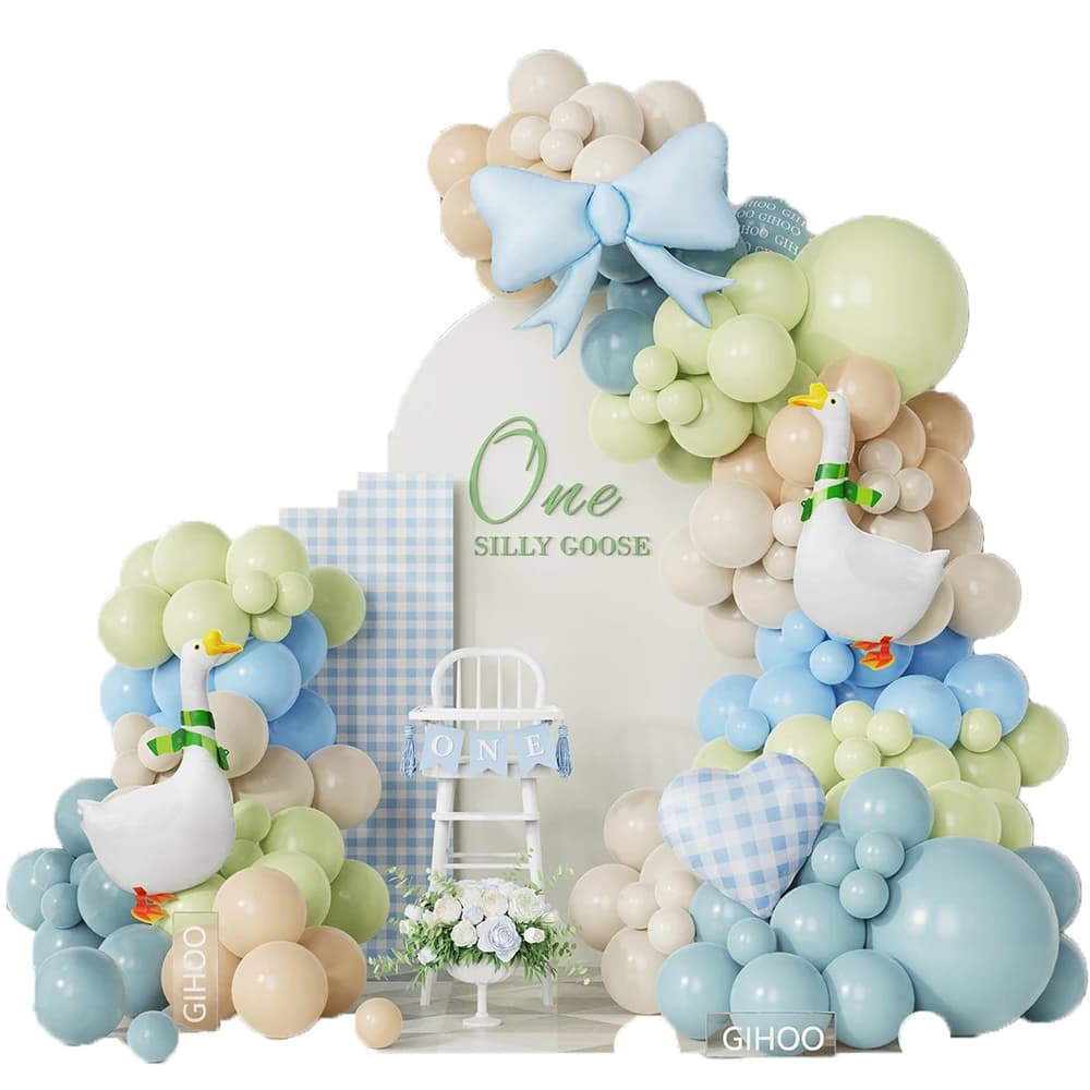 118 Stuks Een Silly Gans Blauw Roze Ballon Garland Kit Boog Wandelen Gans Folie Ballon Jongen Meisje 1e Verjaardag Baby shower Party Decor