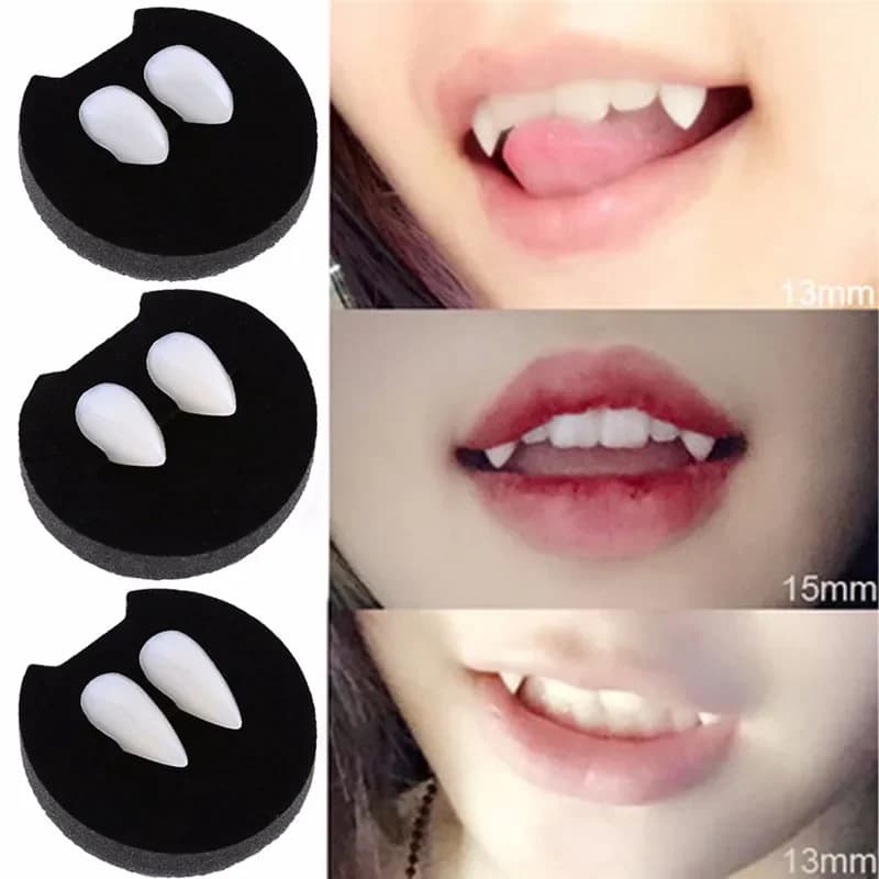 1 paar Vampire Tanden Fangs Kunstgebit Rekwisieten Halloween Kostuum Rekwisieten Valse Tanden Stevige Lijm Prothese Lijm Halloween Party Decor