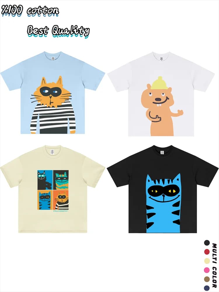 Leuke leuke print t-shirts Kinderkleding Katoen Zomer 2026 Nieuwe mode streetwear baby jongens korte mouw T-shirt eekhoorn top Kind