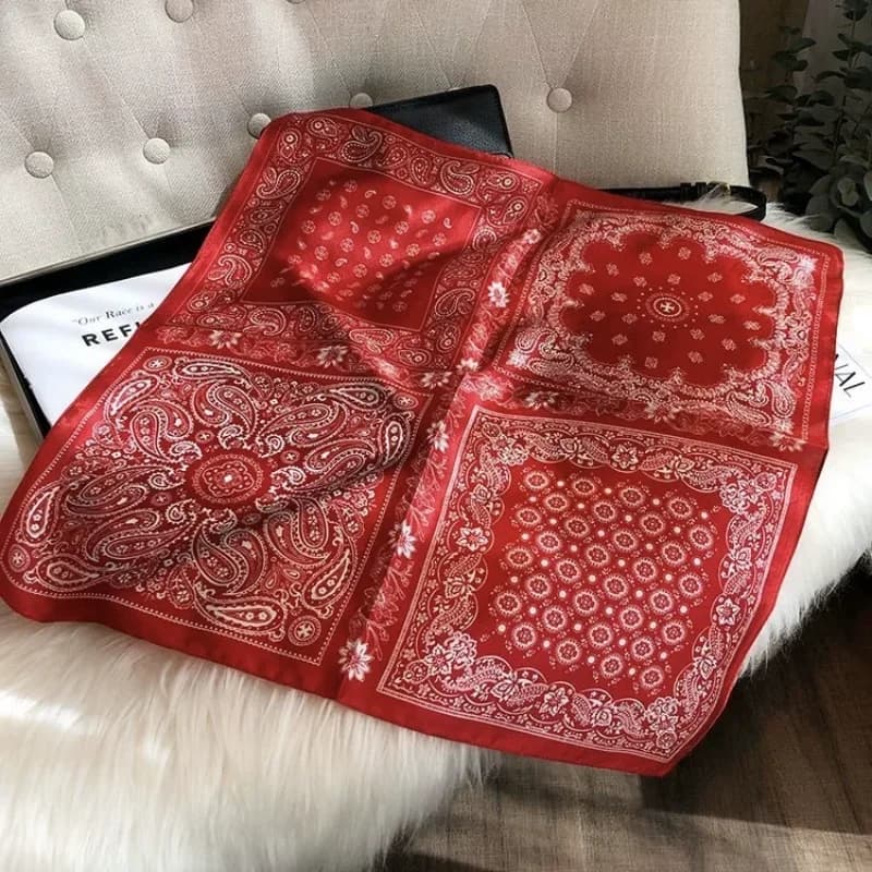 100% Moerbei Zijde Vierkante Sjaal Vintage Paisley Patroon Rood/Zwart Etnische Stijl Zijden Bandana Luxe Nek/Hoofddoek voor Dames & Heren
