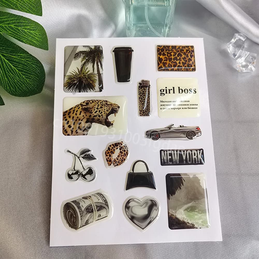 3D koepel epoxy telefoonhoes sticker op maat populair decoratief harslabel gepersonaliseerde schattige kristallen verhoogde gel logo gelei DlY-vorm