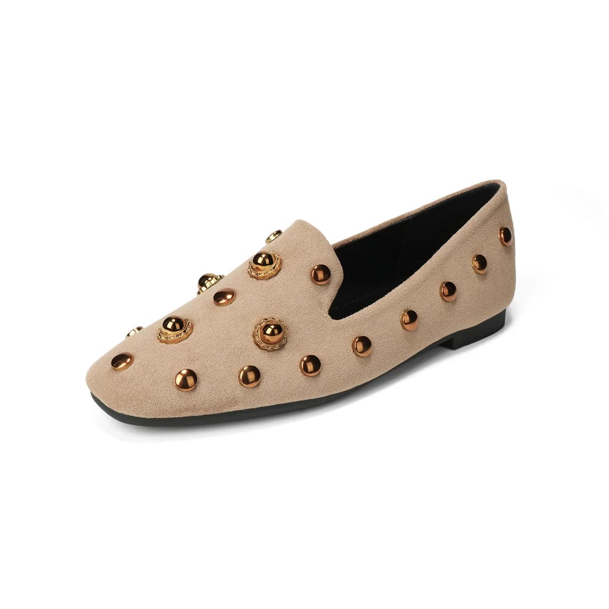2026 Studs Loafers Vrouwen Vierkante Neus Platte Schoenen Dames Lente Klinknagel Ballerines Vrouwelijke Dagelijks Kantoor Slip In Mocasines Mujer