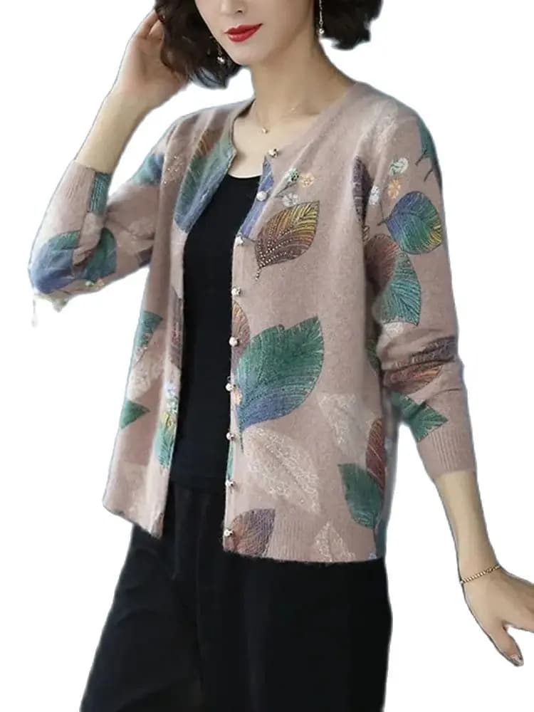 2024 Lente en Herfst Moeder Gebreid Shirt Dunne Jas Korte Middelbare leeftijd en Ouderen Dames Vet Plus Size Trui Vest Top