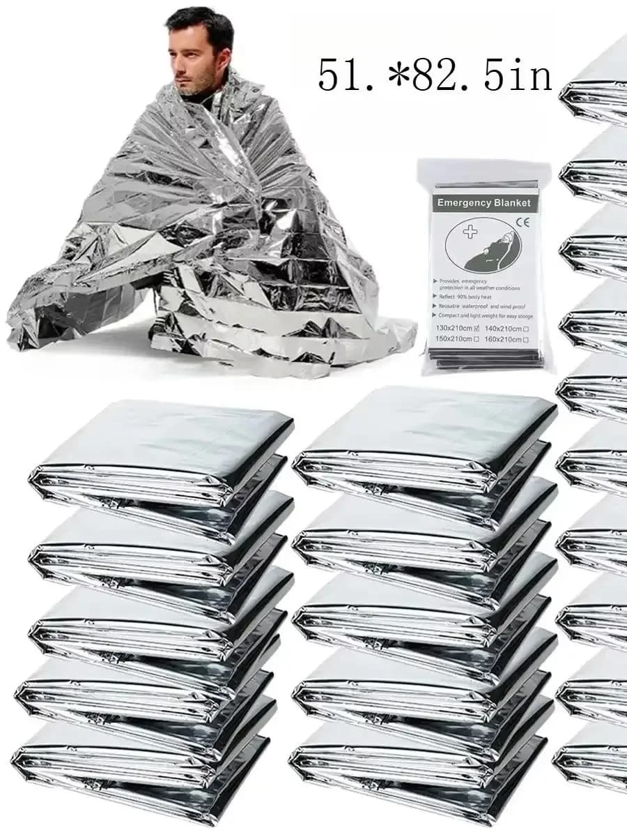 Rhino Rescue Nooddeken 1,3*2,1m Space Mylar Thermisch voor buitengebruik, wandelen, overlevingsdeken 10PC