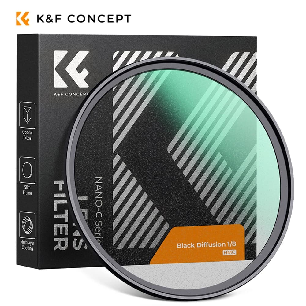 K&F Concept 1/2 1/4 1/8 Black Mist Diffusion Camera Lensfilter 49mm 52mm 58mm 62mm 67mm 72mm 77mm 82mm Met Reinigingsdoekje