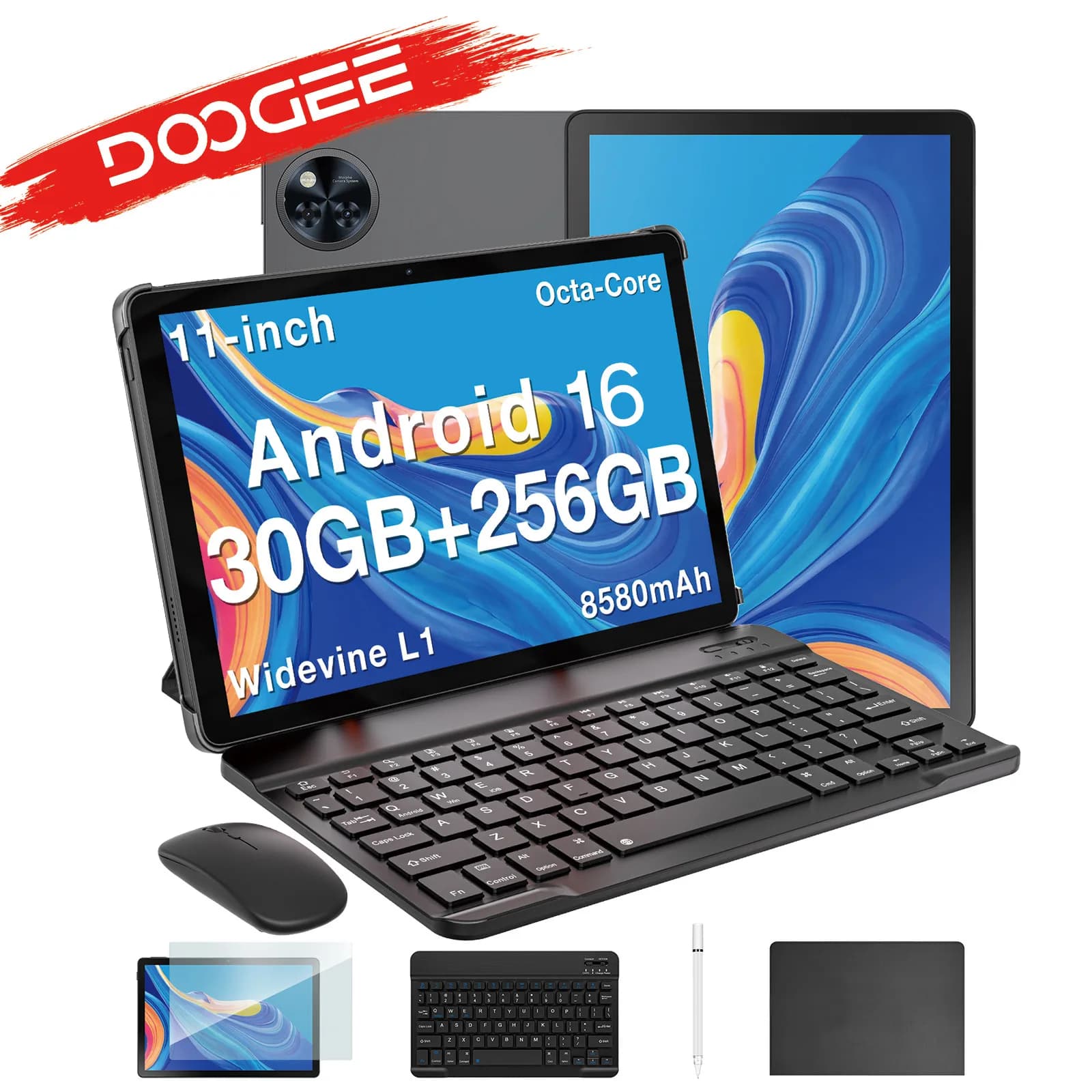 Tablet PC DOOGEE U11 Pro Android 16 globale versie, ultrahelder scherm 90 Hz 11 inch, 30 GB (6 + 24) 256 GB, batterij mAh
