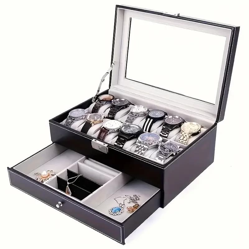 Horloge Sieraden Box Organizer PU Lederen Opbergdoos voor Ring Oorbellen Armband Horloge Sieraden Case Kist Gift