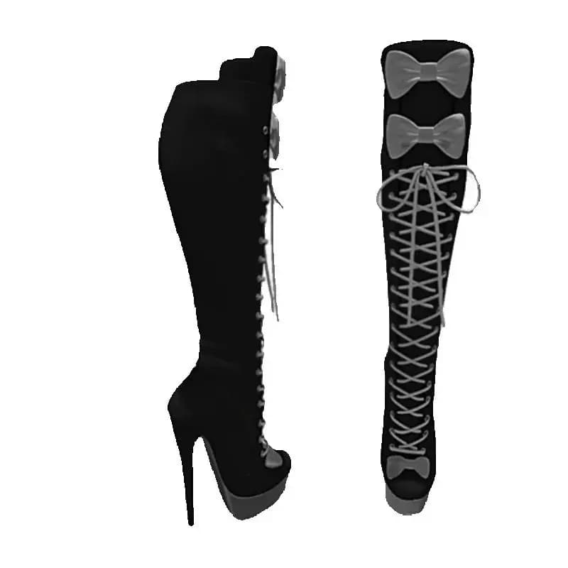 Roze Lace Up Boog Knoop Platform Laarzen Dunne Hoge Hak Ronde Neus Mode Sexy 2025, Winter Big Size Vrouw Schoenen Zapatillas Mujer