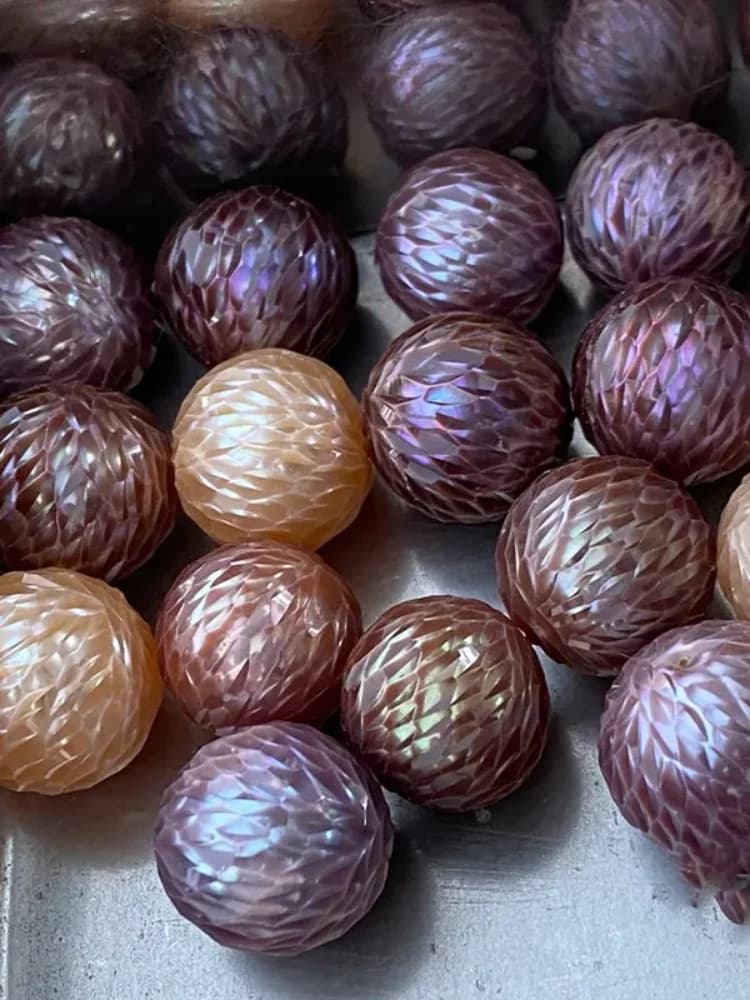 1 Stuk Zoetwater Gesneden Parel Pinkpurple Ronde 10-13Mm Fppj Groothandel Natuur Losse Kralen Voor Diy Sieraden