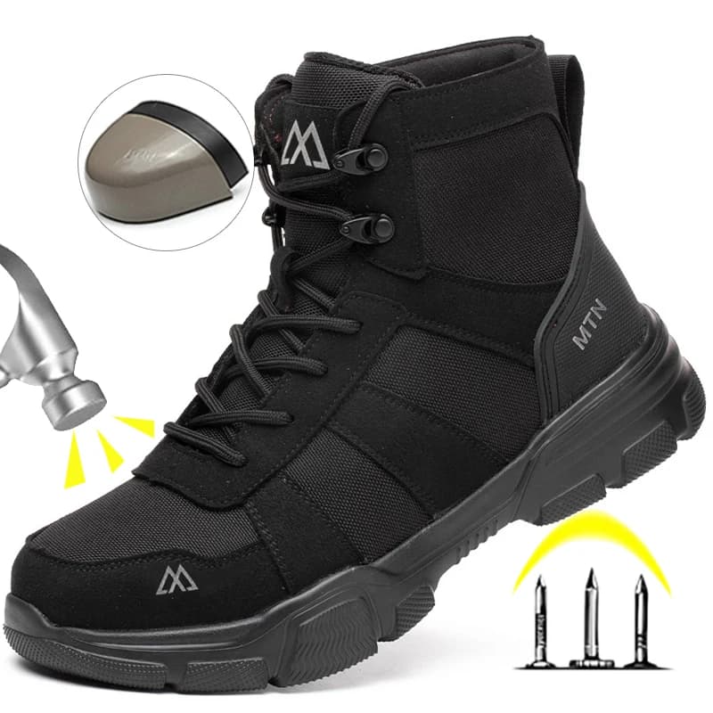 Beschermende veiligheidsschoenen Heren Onverwoestbare werkschoenen met stalen neus Anti-smash Anti-lek Veiligheidswerklaarzen Ademende hoge bovenkant
