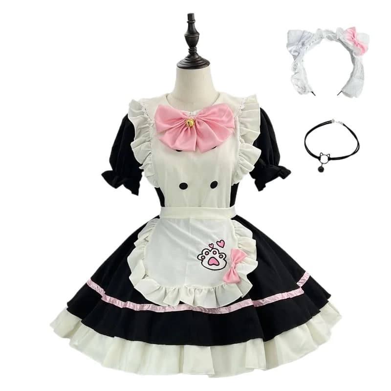 Zwart Wit Lolita Meid Kostuum Cosplay Kostuums Leuke Jurk Sexy Franse Schort Uniform Cafe Meid Party Rok Dameskleding